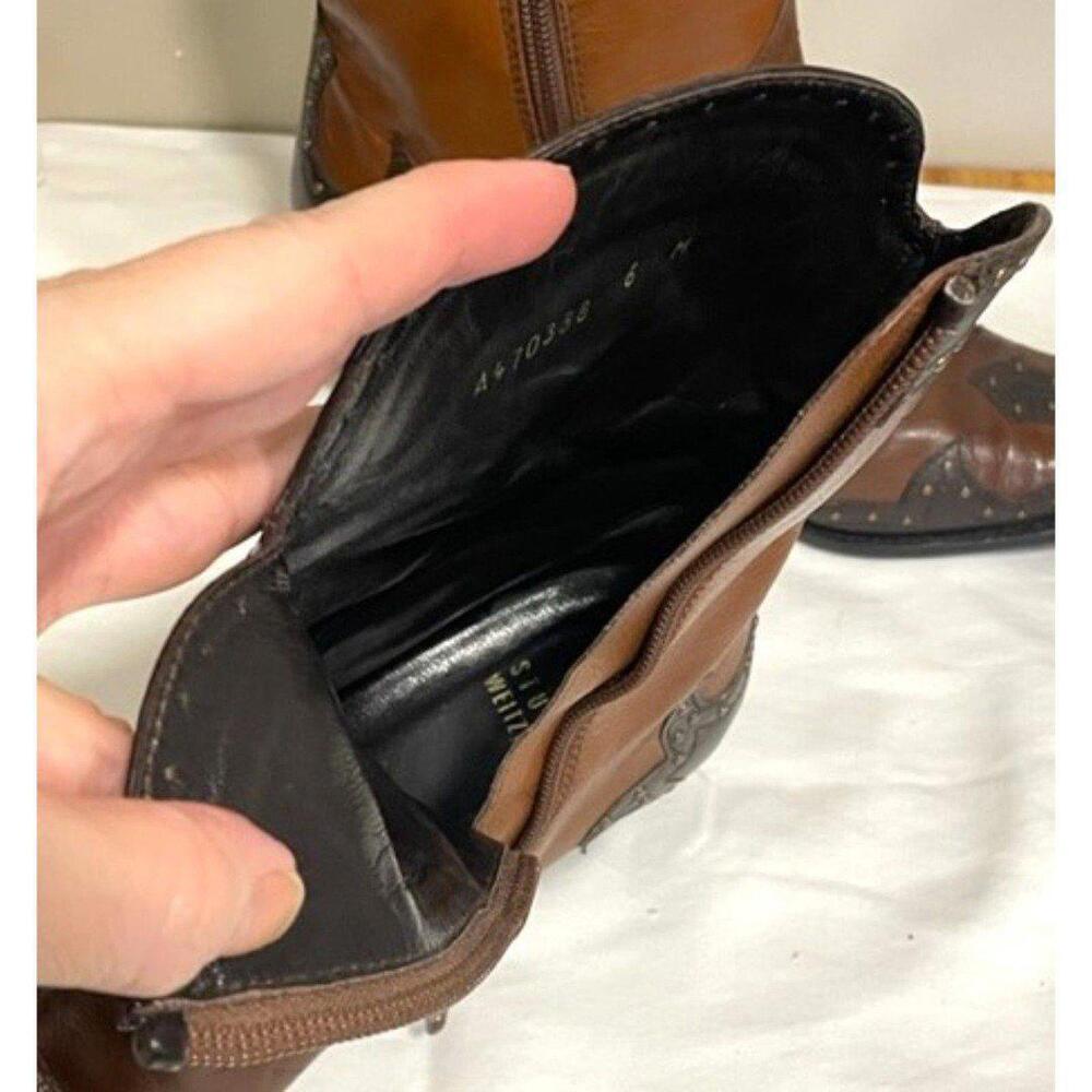 Stuart Weitzman Leather Colorblock Pattern Wester… - image 5